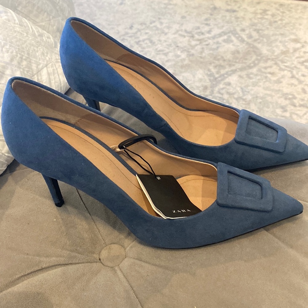 Suede, blue stilettos from Zara - 39